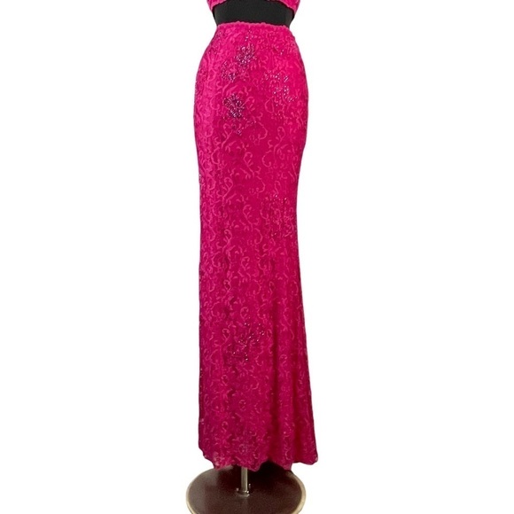 JOVANI 2 PIECE STRETCH LACE RHINESTONE CRYSTAL TRUMPET FORMAL PAGENT GOWN DRESS - Picture 10 of 16